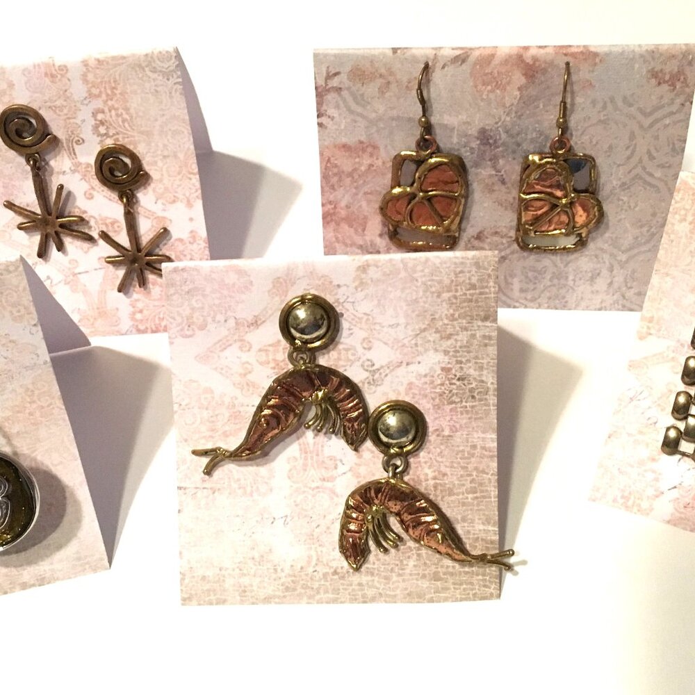 Contemporary Mixed Metal Earring Collection, Five Pairs
